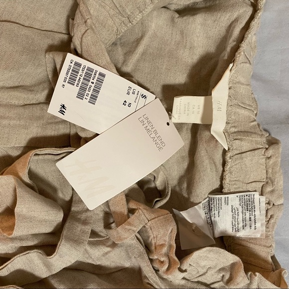 H&M Paperbag Linen blend shorts in beige, Size 10 NWT 💖 - Picture 6 of 9